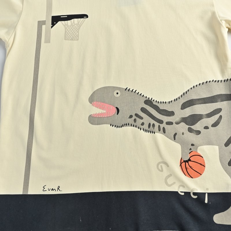 Cream Oversized Graphic T-Shirt with Abstract Animal Print view