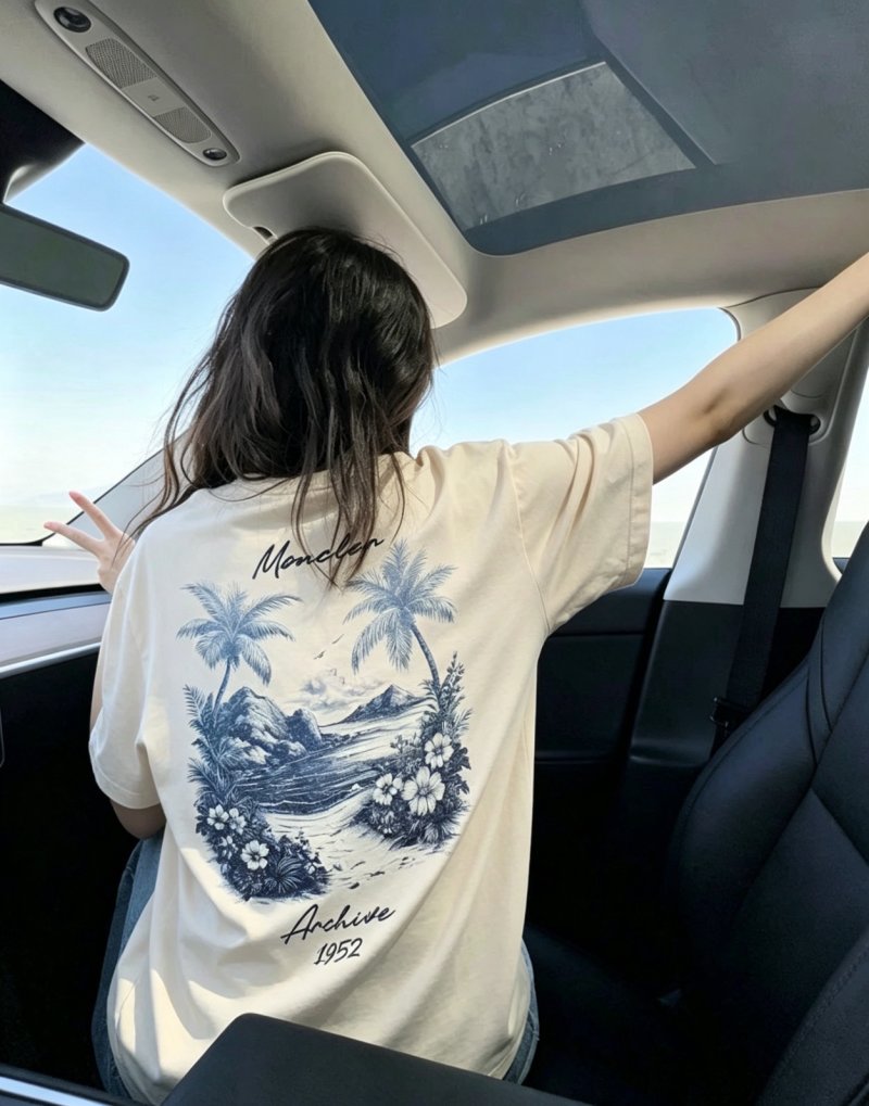 Cream Palm Tree Graphic Short Sleeve T-Shirt view