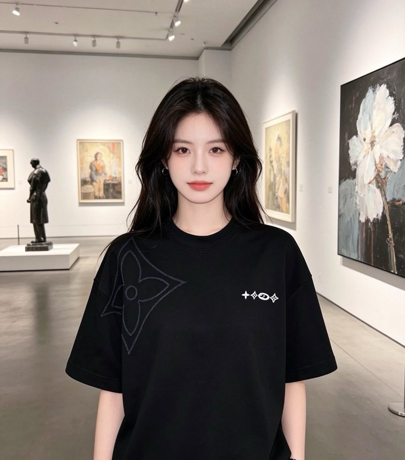 Black Oversized T-Shirt with Graphic Print