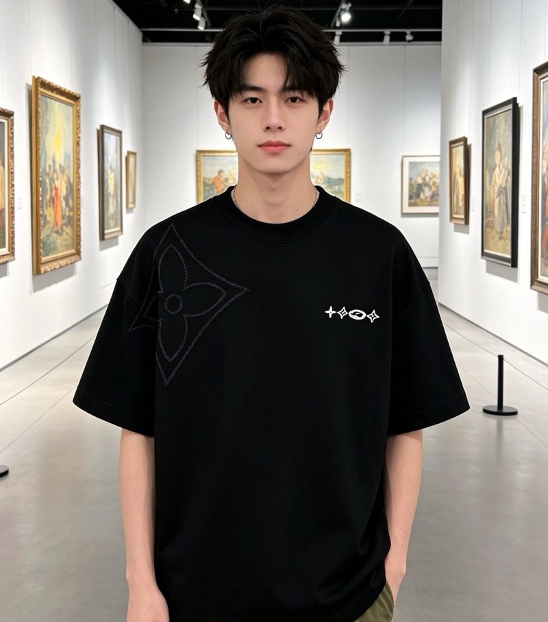 Black Oversized T-Shirt with Graphic Print view