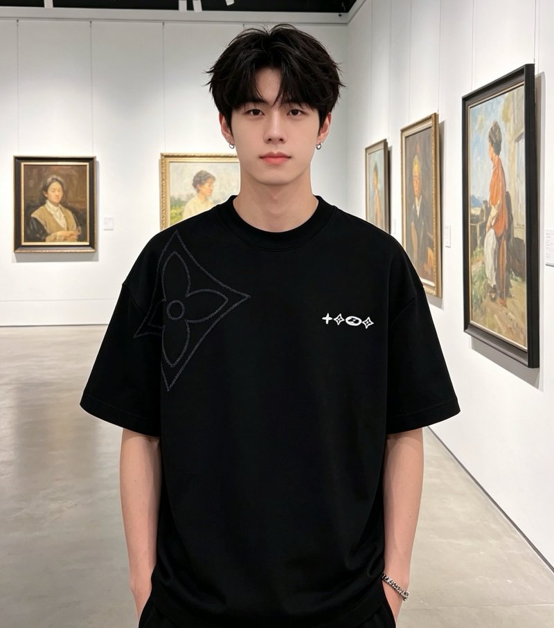 Black Oversized T-Shirt with Graphic Print view