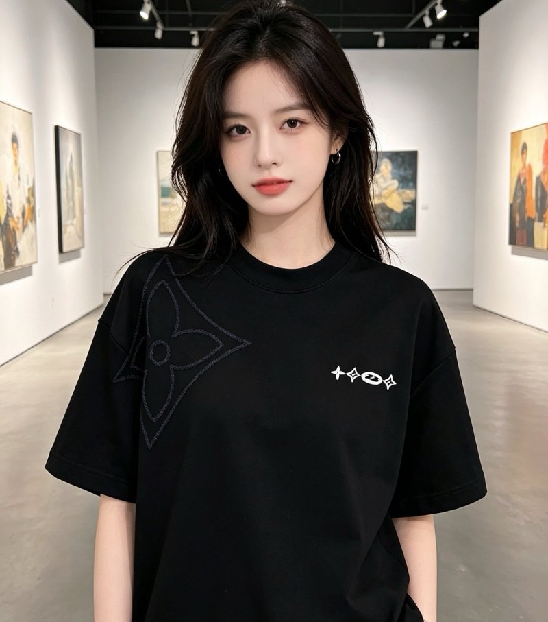 Black Oversized T-Shirt with Graphic Print view