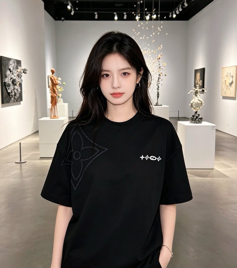 Black Oversized T-Shirt with Graphic Print view