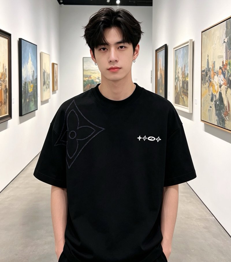 Black Oversized T-Shirt with Graphic Print view
