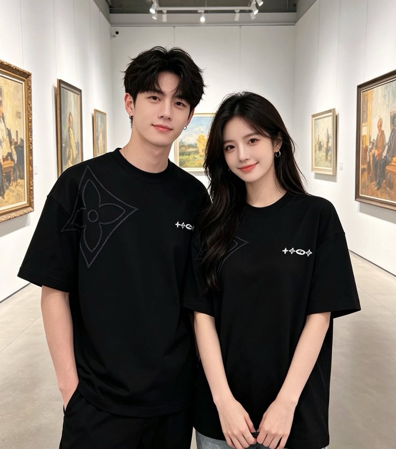 Black Oversized T-Shirt with Graphic Print view
