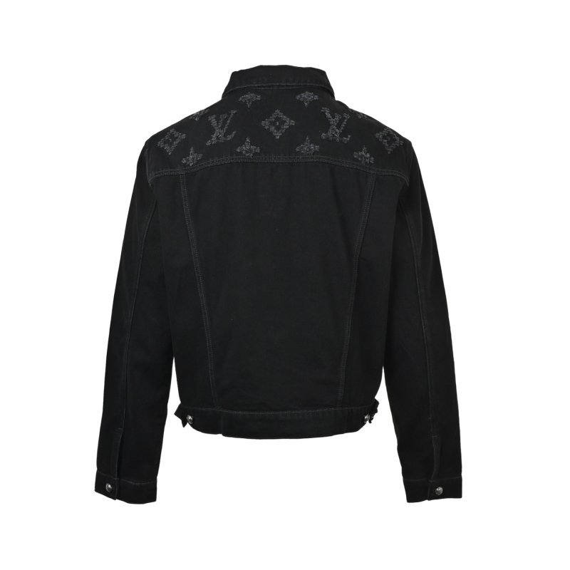 Essentials Black Denim Jacket with Distressed Detailing view