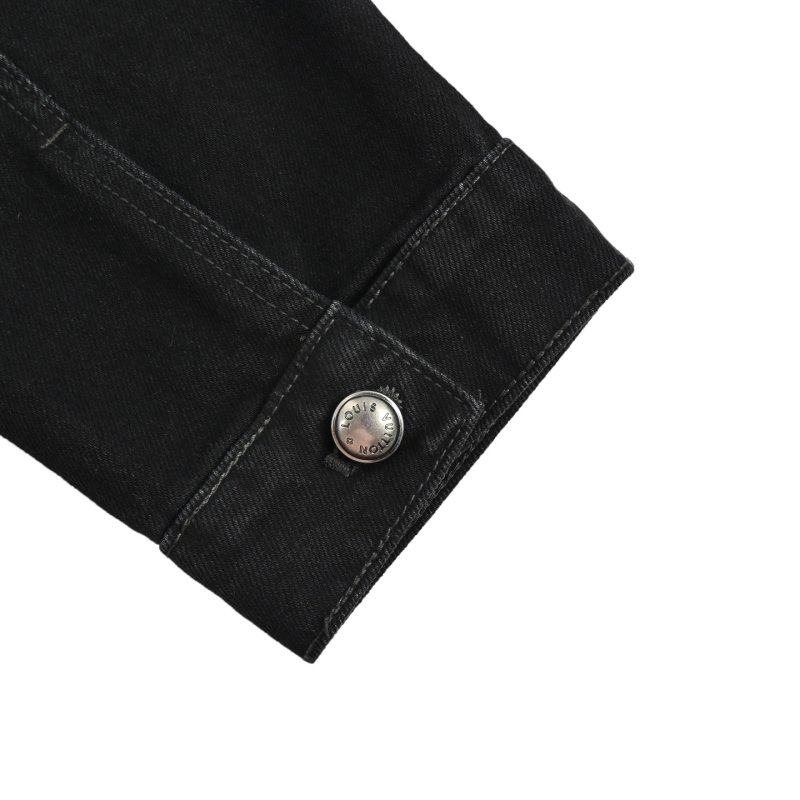 Essentials Black Denim Jacket with Distressed Detailing view