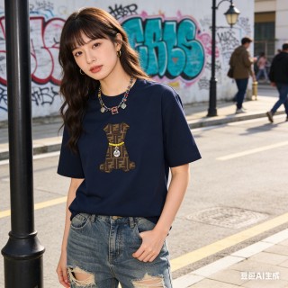 Gucci Monogram Dog Print Navy T-Shirt view 2