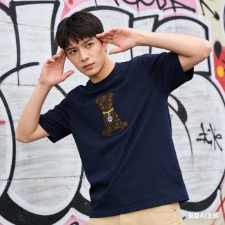 Gucci Monogram Dog Print Navy T-Shirt view 5