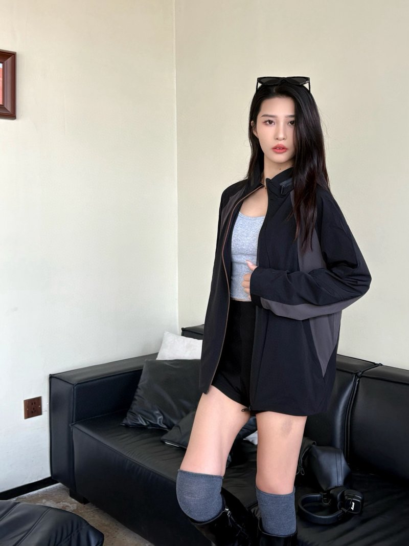 Black Oversized Blazer Jacket with Contrast Sleeves view