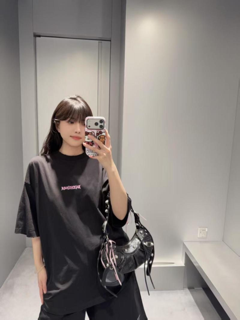 Black Oversized Short Sleeve T-Shirt with Red Embroidered Logo view