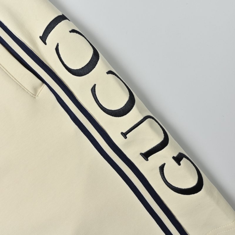 Cream Bermuda Shorts with Side Stripe Detail view