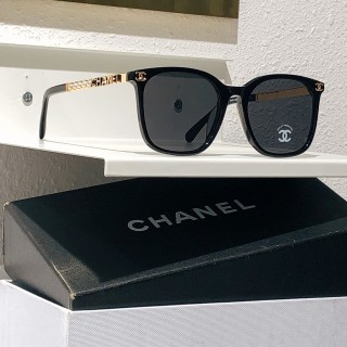 Chanel CH0606 Black Square Sunglasses with Pearl-Effect Temple