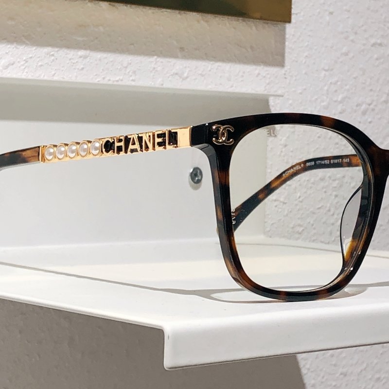 Chanel CH0606 Black Square Sunglasses with Pearl-Effect Temple view