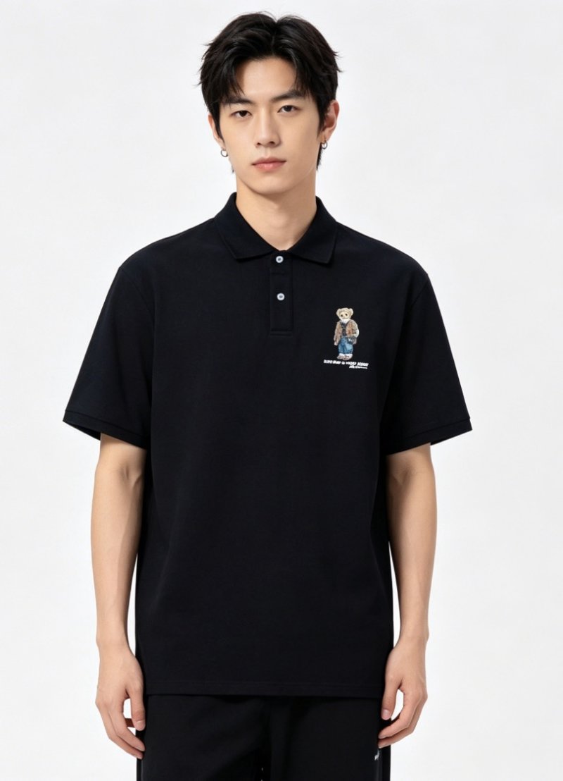Black Bear Embroidered Polo Shirt view
