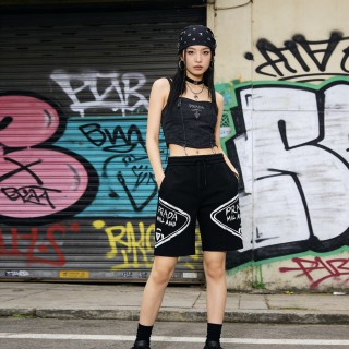 Prada Milano Black Shorts with Logo Print view 2