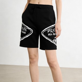 Prada Milano Black Shorts with Logo Print view 6