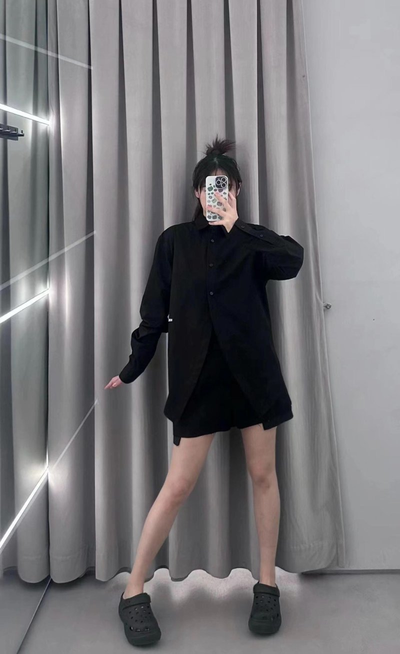 Black Oversized Button-Up Shirt Dress