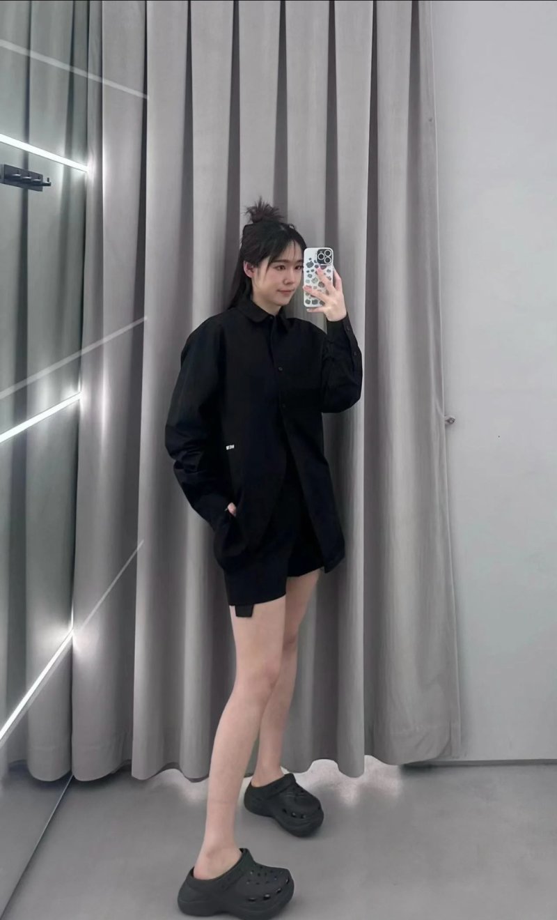 Black Oversized Button-Up Shirt Dress view