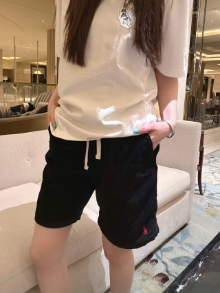 Polo Ralph Lauren Black Ribbed Shorts with Embroidered Logo