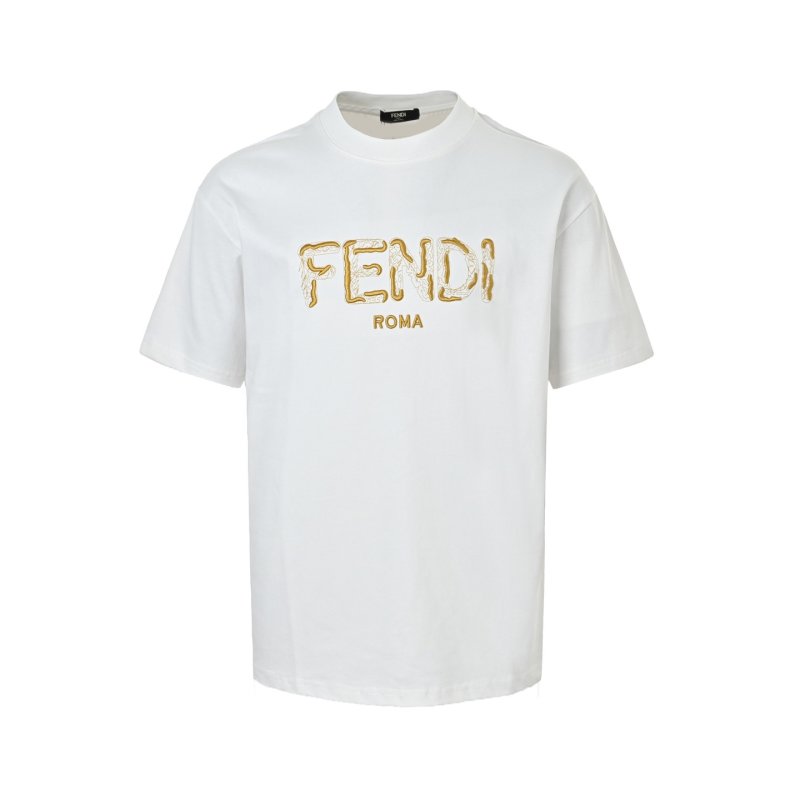 Fendi Roma Gold Logo White T-Shirt view