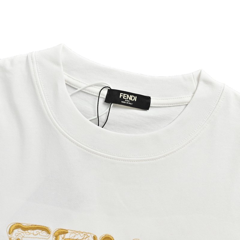 Fendi Roma Gold Logo White T-Shirt view