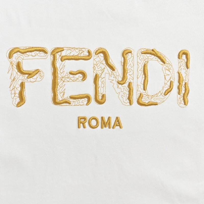 Fendi Roma Gold Logo White T-Shirt view