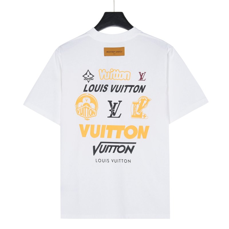 Louis Vuitton White Crew Neck T-Shirt with Golden Emblem view