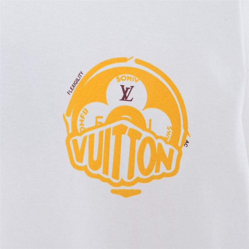 Louis Vuitton White Crew Neck T-Shirt with Golden Emblem view