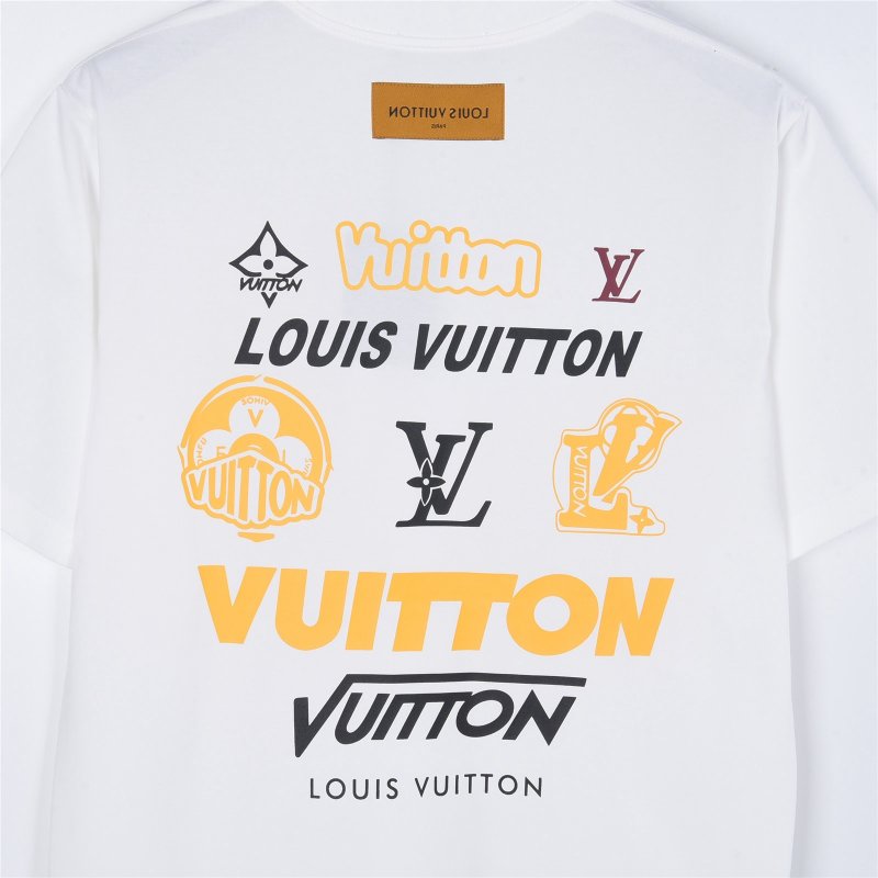 Louis Vuitton White Crew Neck T-Shirt with Golden Emblem view