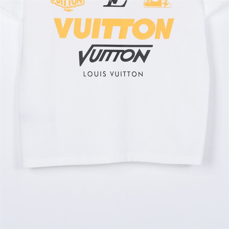 Louis Vuitton White Crew Neck T-Shirt with Golden Emblem view