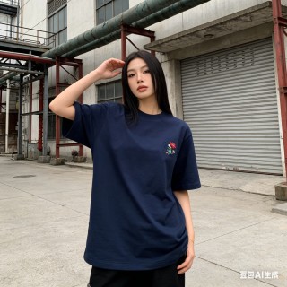 Navy Short Sleeve T-Shirt with Embroidered Floral Chest Logo view 5