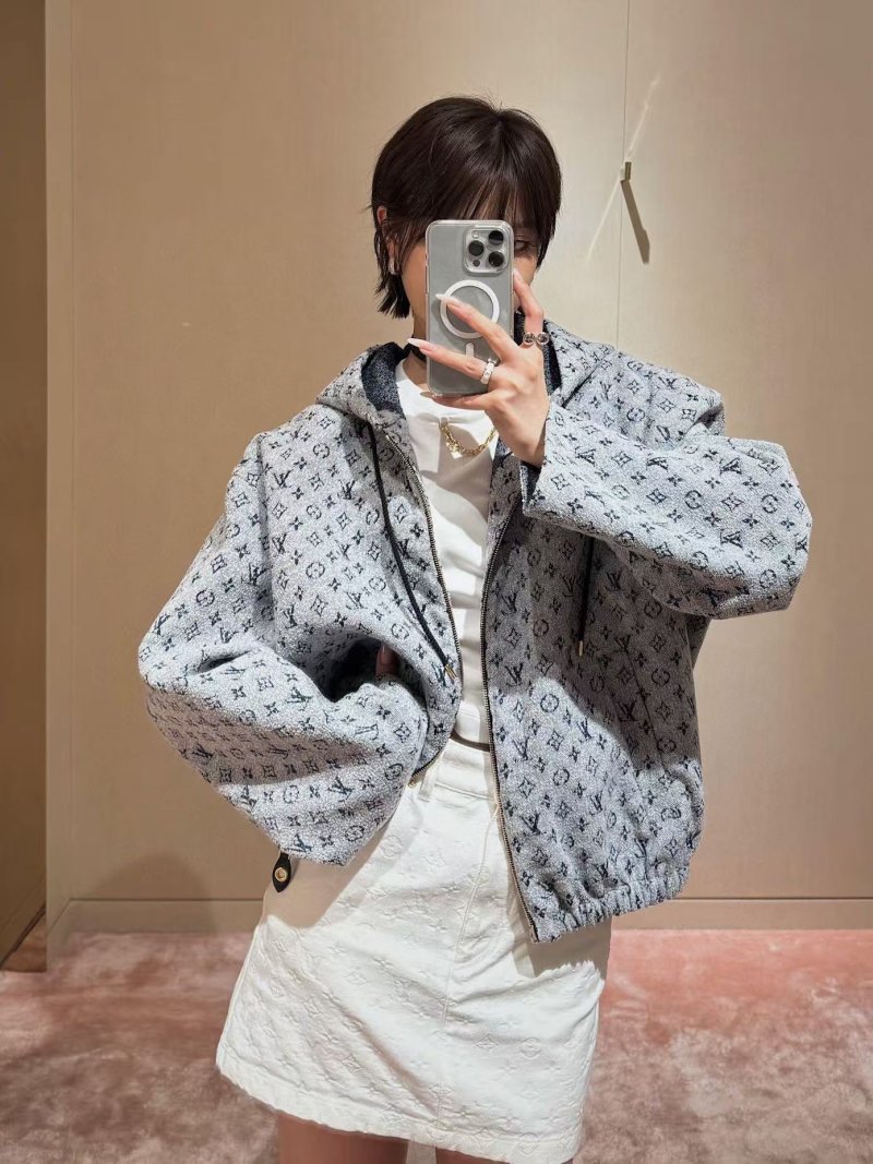 Louis Vuitton Monogram Quilted Puffer Jacket Light Grey