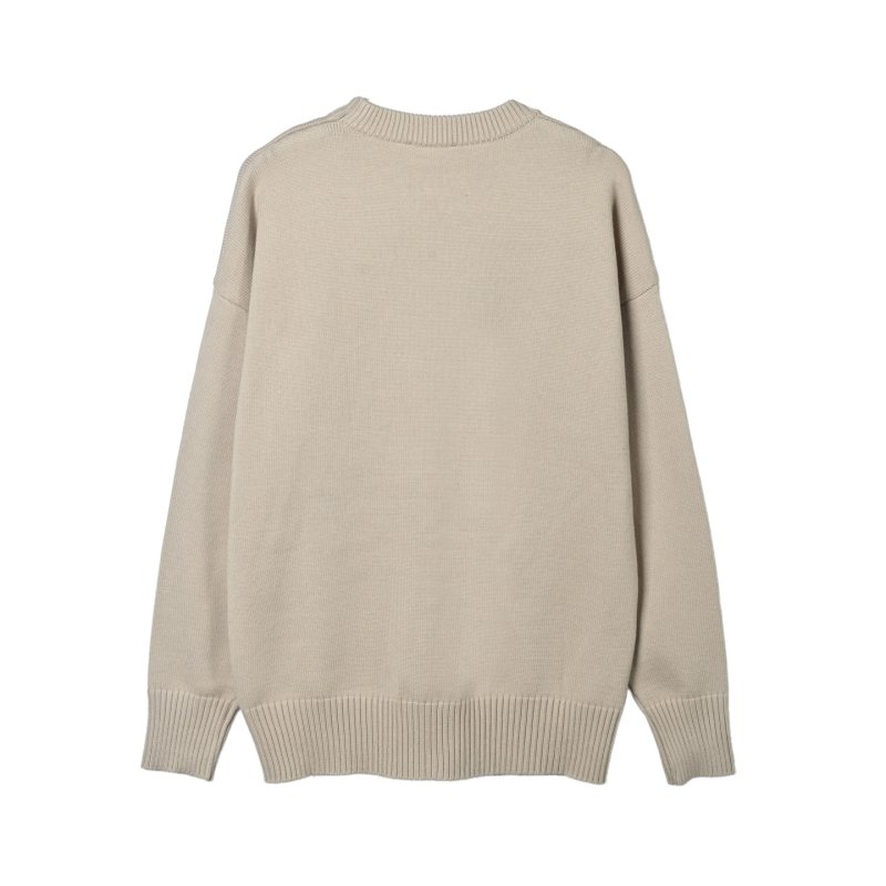 Beige Crewneck Sweater with Embroidered Heart Logo view