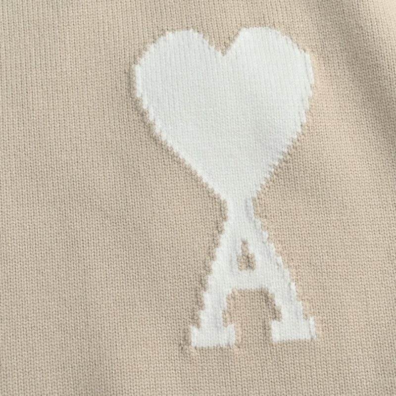 Beige Crewneck Sweater with Embroidered Heart Logo view