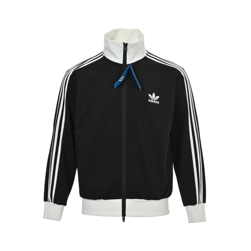 Adidas Classic Black Track Jacket with White Stripes view