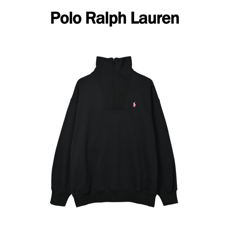 Ralph Lauren Black Hoodie with Pink Pony Logo view