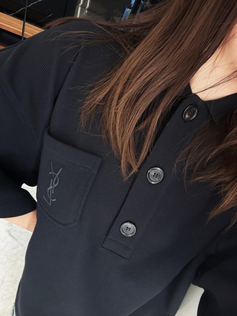 YSL Black Short-Sleeve Polo Shirt view