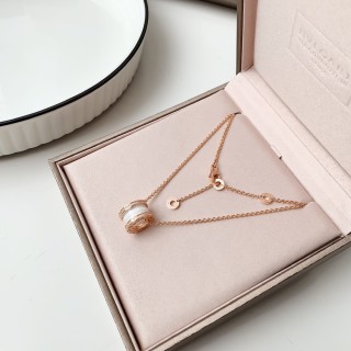 Bvlgari B.Zero1 Design Legend White Ceramic Rose Gold Necklace view 2