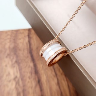 Bvlgari B.Zero1 Design Legend White Ceramic Rose Gold Necklace view 4