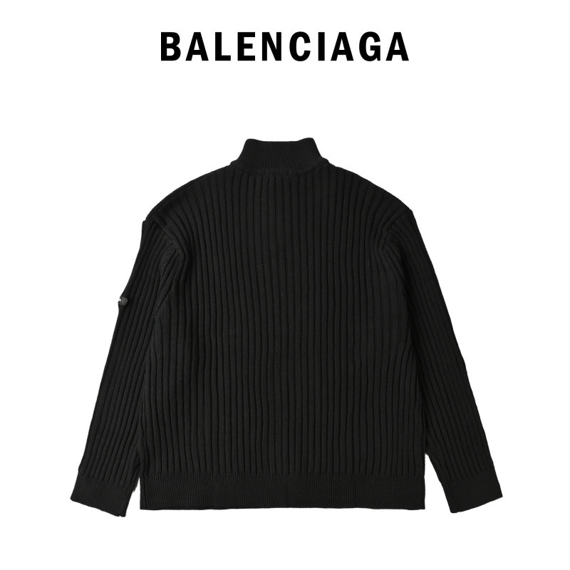 Black Ribbed Knit Cardigan Sweater view