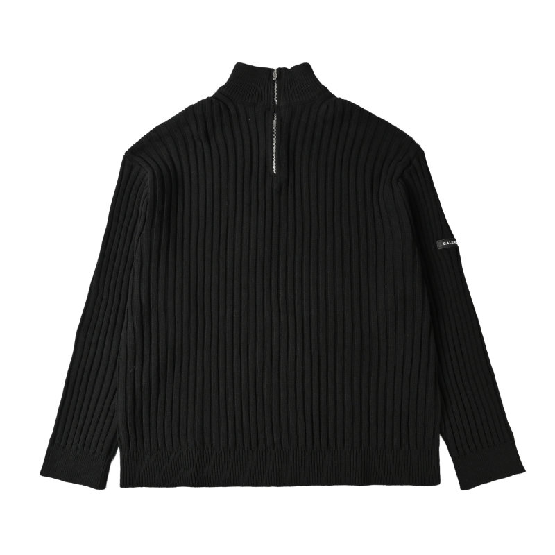 Black Ribbed Knit Cardigan Sweater view