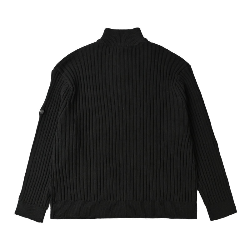 Black Ribbed Knit Cardigan Sweater view