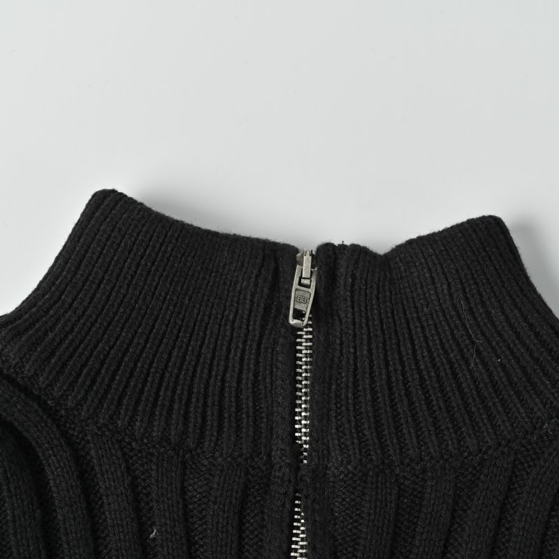 Black Ribbed Knit Cardigan Sweater view