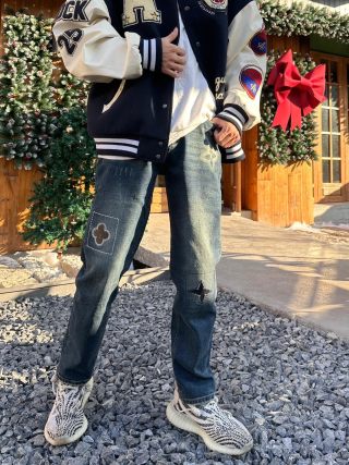 Premium Distressed Blue Denim Jeans view 3