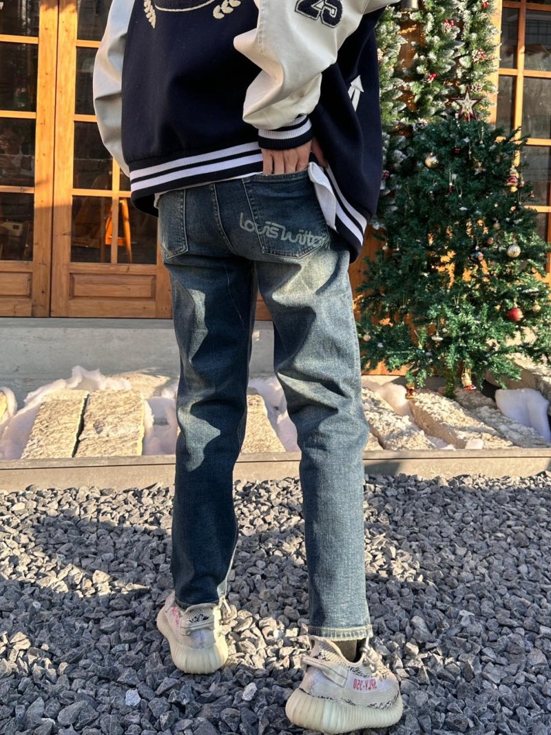 Premium Distressed Blue Denim Jeans view