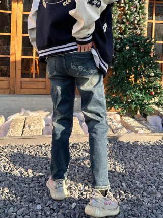 Premium Distressed Blue Denim Jeans view 5