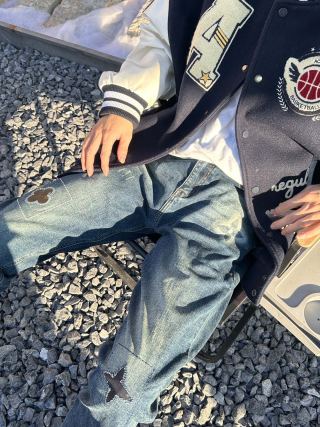 Premium Distressed Blue Denim Jeans view 7