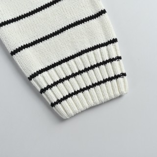Prada Milano Striped Wool Blend Sweater Cream/Navy view 11