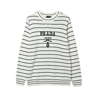 Prada Milano Striped Wool Blend Sweater Cream/Navy view 3